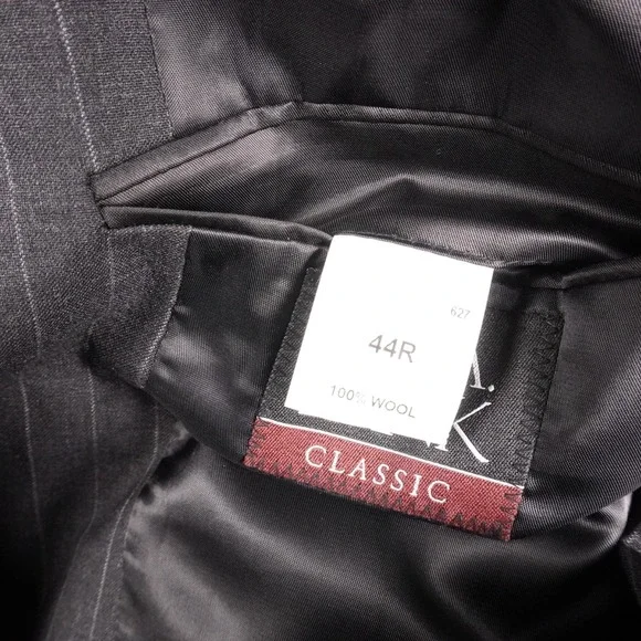 Jos. A. Bank Blazer Classic Charcoal Black Mens 44R 100% Wool 2 Button 100% Wool - Picture 6 of 15